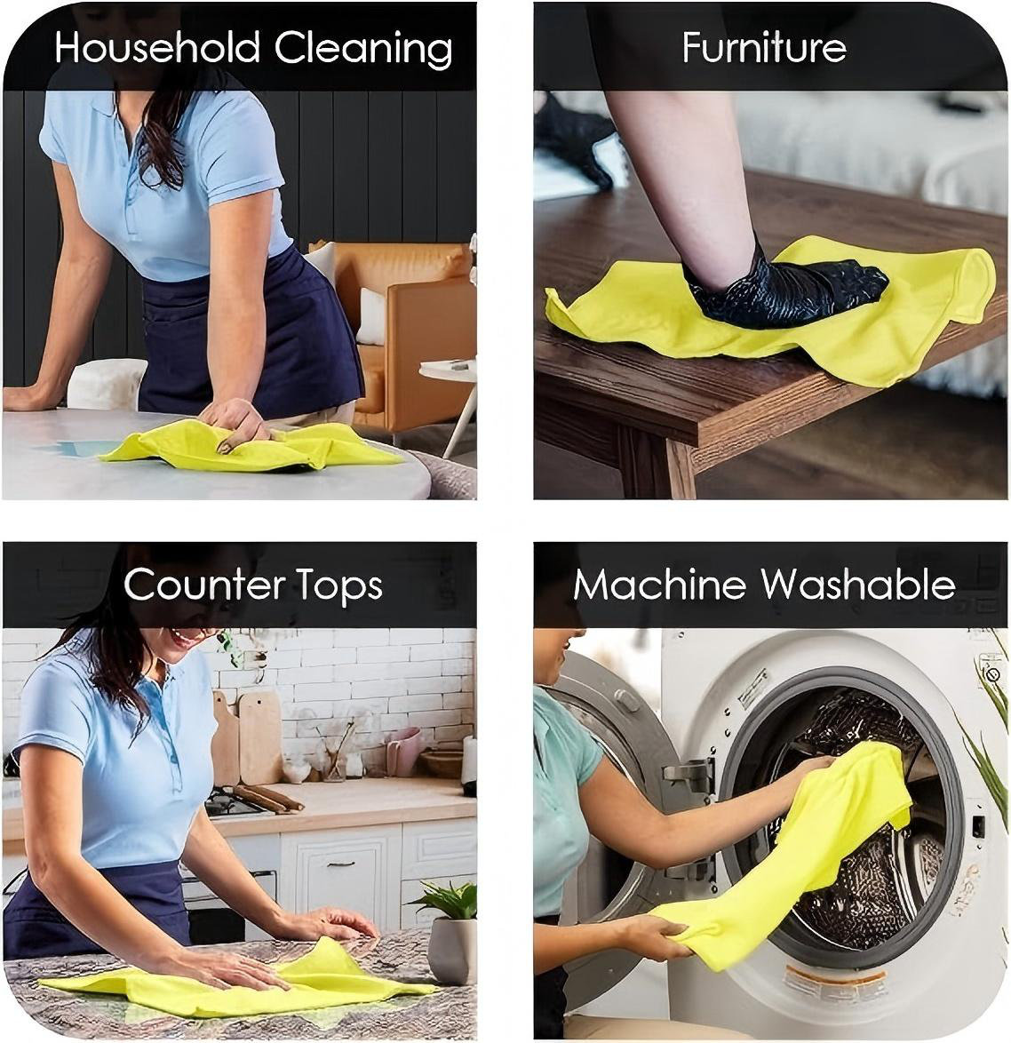 12 Pack 16'x16' Microfiber Household Cleaning Cloths Multi-Purpose, Machine Washable, Absorbent Towels for Kitchen, Car, Home Appliances (Set of 12)